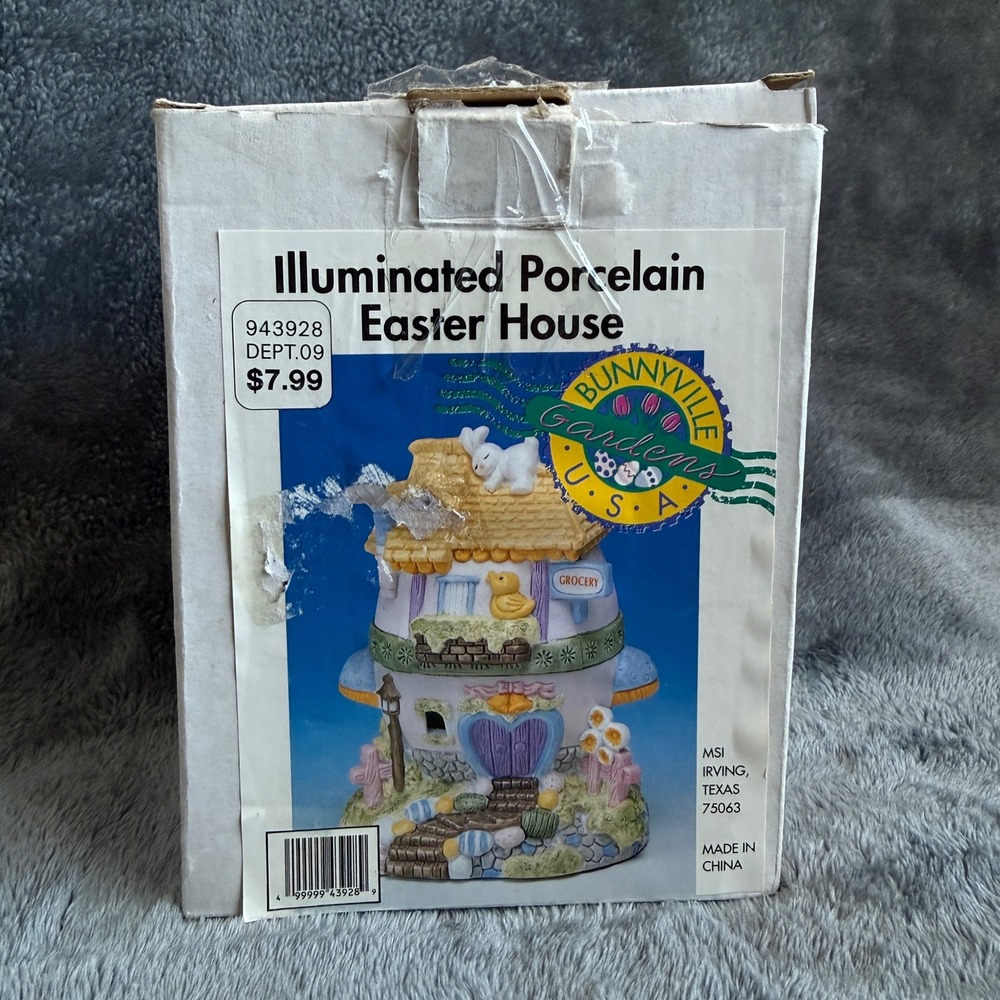Vintage 1990s Bunnyville Gardens Easter House Station Porcelain Village w/ Box - Picture 5 of 5